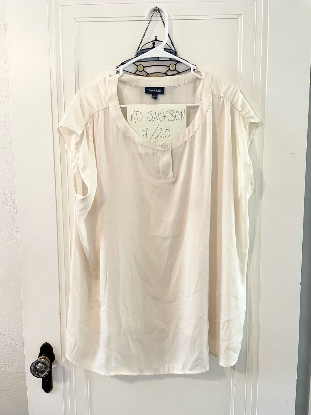 Cream Cap-Sleeve Blouse